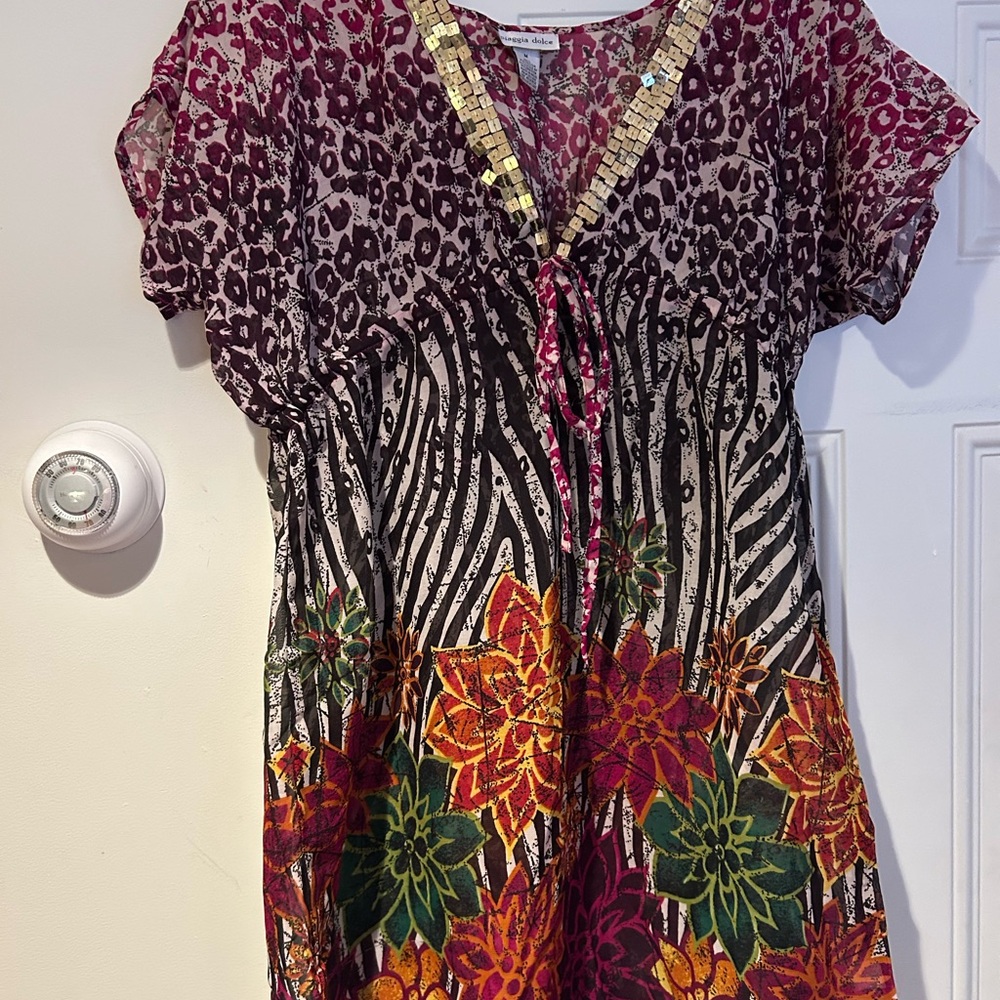 Multicolor Floral and Animal Print Dress